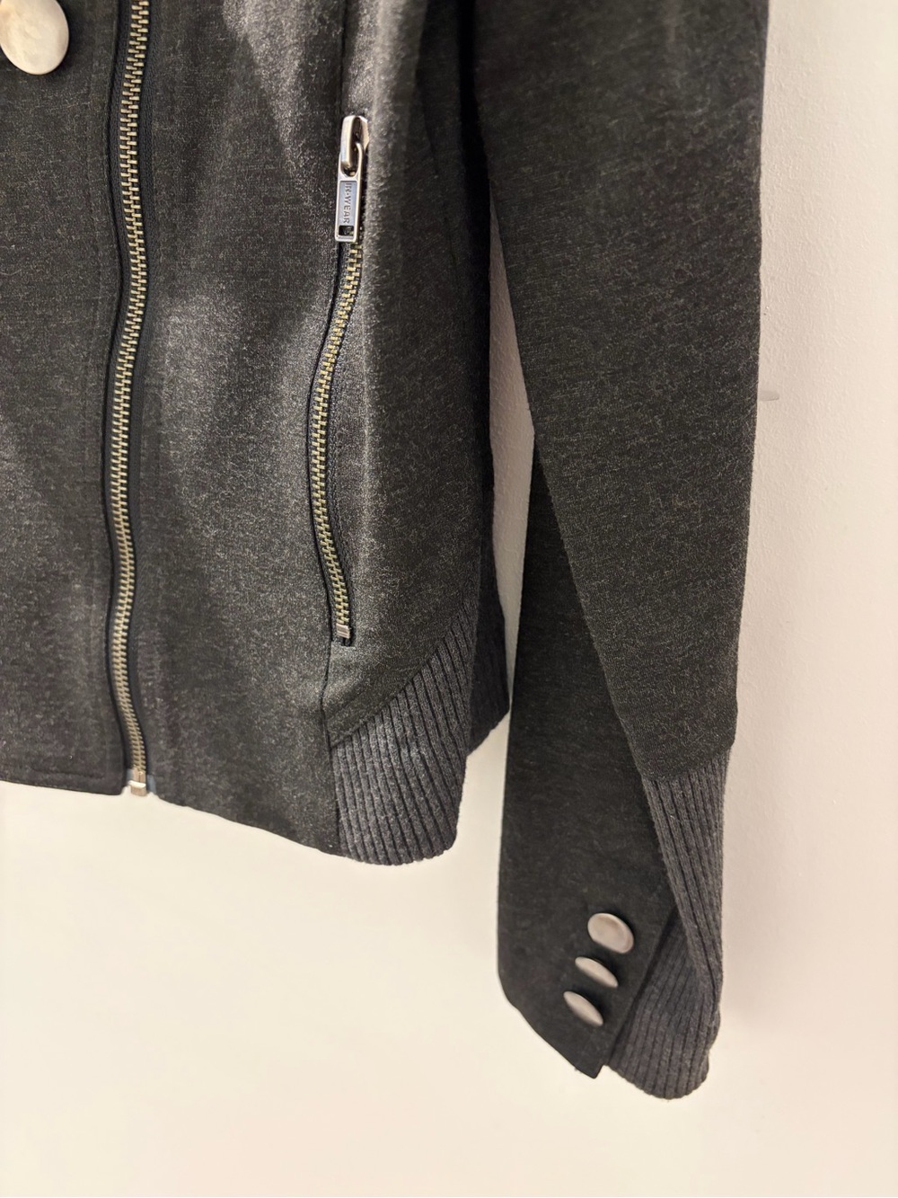 InWear Charcoal Moto Jacket | Military Inspired Stretch Blazer | Minimalist - Picture 5 of 6